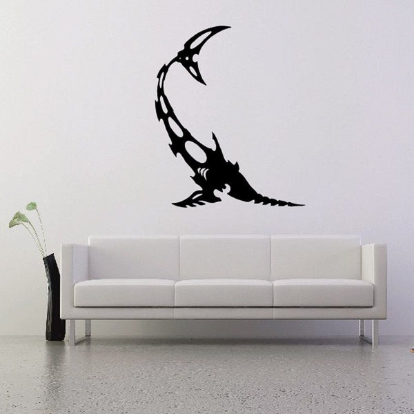Swordfish wall decal, black stylized fish with fin and tail details