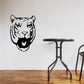 Roaring tiger head decal in black with bold facial lines