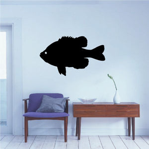 Rock bass fish decal, black fish silhouette with fins and tail