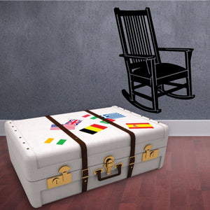 Black rocking chair wall decal with full chair outline and curved base
