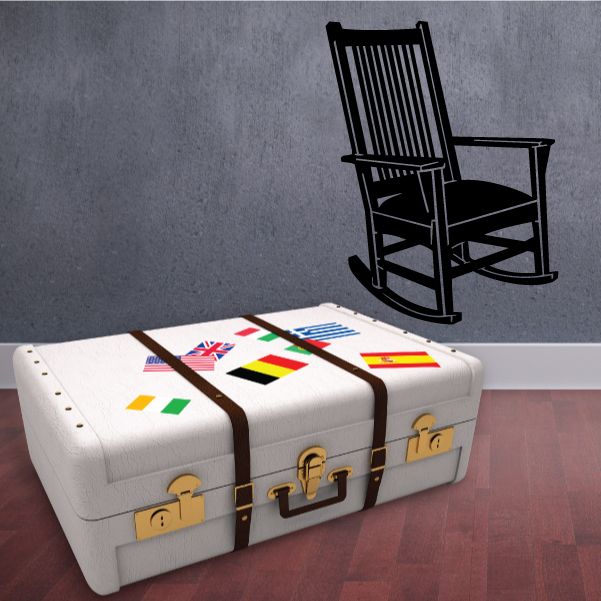 Black rocking chair wall decal with full chair outline and curved base