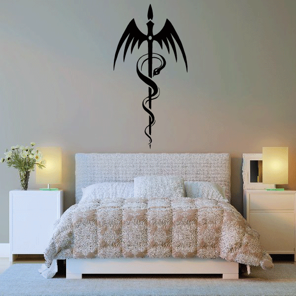 Image of Rod of Asclepius Caduceus Medical Symbol Snake Decal