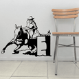 Horse-riding cowgirl obstacle course illustrated on a decorative wall decal