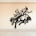 Rodeo-inspired wall emblem of a cowboy on horseback