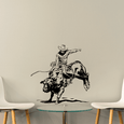 Bull rider wrangler wall art decal for a western motif