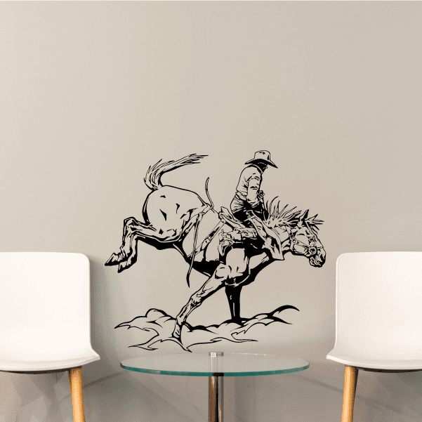 Bull rider wall art decal for a western motif