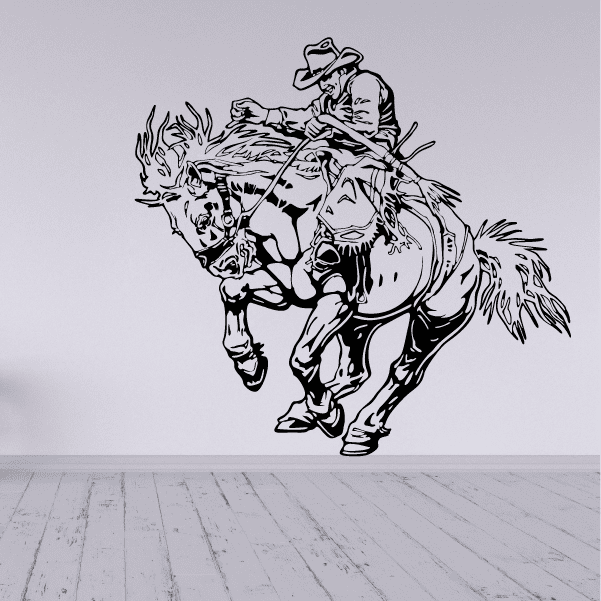 Decorative wall sticker showcasing a detailed cowboy on horseback