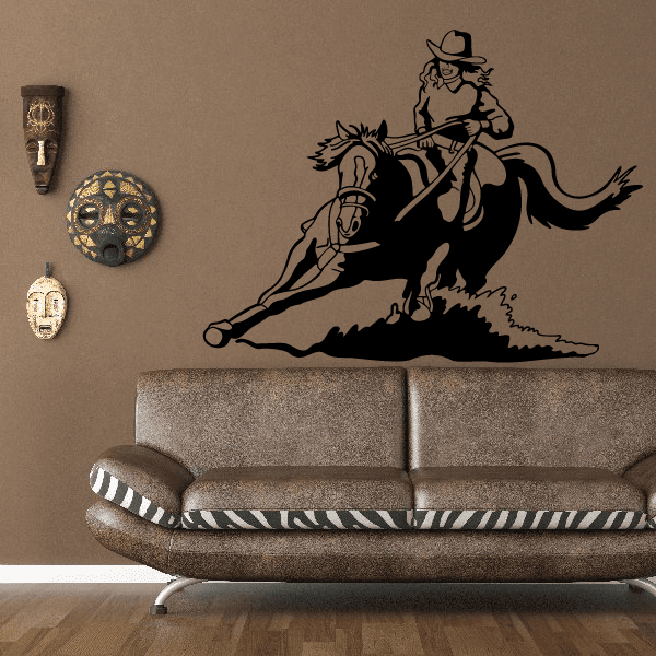 Wall sticker showing a cowboy confidently riding a horse