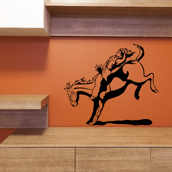 Horse and rider silhouette wall decal for a western theme