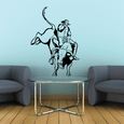 Rodeo-themed wall decal with a cowboy mastering bull riding