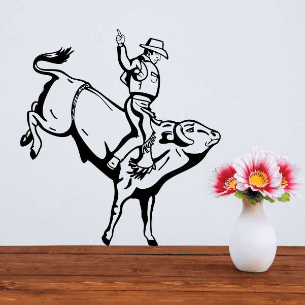 Bull riding cowboy wall decoration for a western-themed room