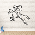 Wall graphic of a rodeo participant riding a horse