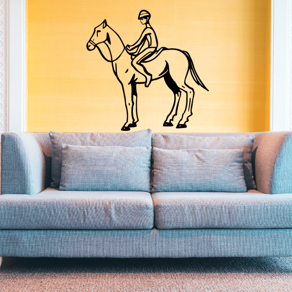 Rodeo-inspired wall sticker with horseback rider imagery