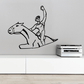 Rodeo scene wall sticker with a horseback-riding cowboy