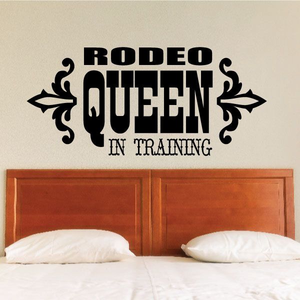 Rodeo Queen in Training wall decal, black lettering with decorative accents