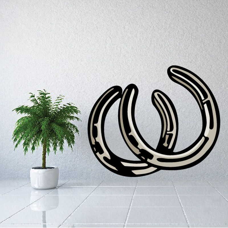 Horseshoe wall decal vinyl sticker with black outlined design