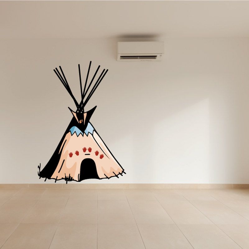 Rodeo Stuff wall decal vinyl sticker of a teepee with arrows and red paw prints