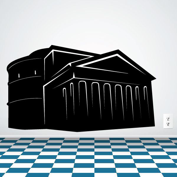 Roman Pantheon decal featuring a black temple facade with arched entrance and column details