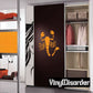 Orange scorpion decal on dark surface, stylized Roman style skeleton artwork