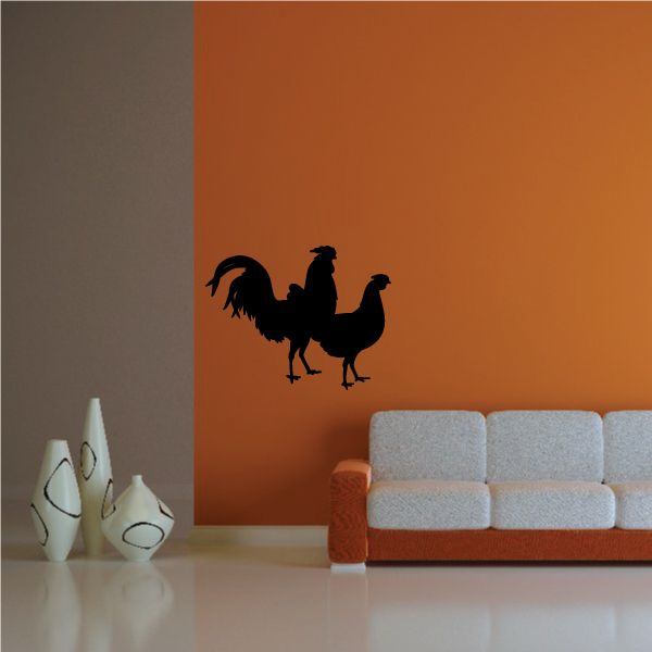 Image of Rooster and Hen Decal