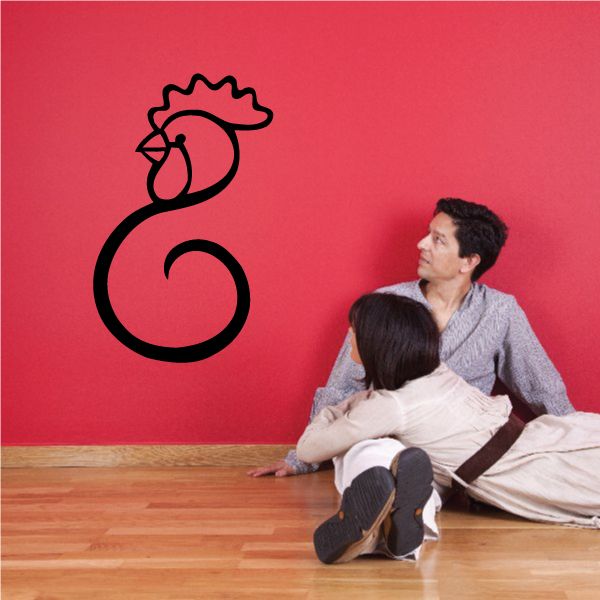Rooster zodiac decal with black rooster outline