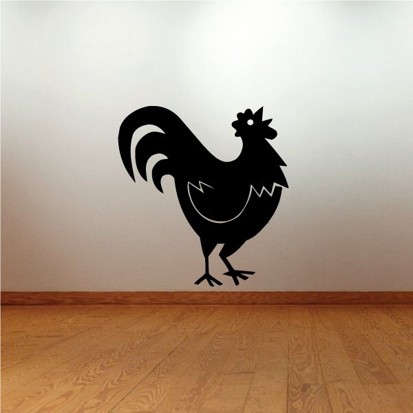 Rooster zodiac decal: black rooster silhouette with white accent comb