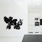 Rooster combat wall decal with black fighting rooster silhouette
