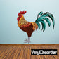 Rooster sticker with red, yellow, and teal feathers