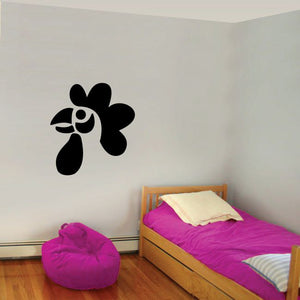 Rooster tribal vinyl decal, black rooster silhouette with pinstripes