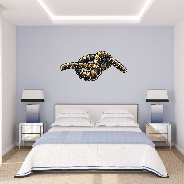 Rope knot wall sticker with braided gold and dark rope design