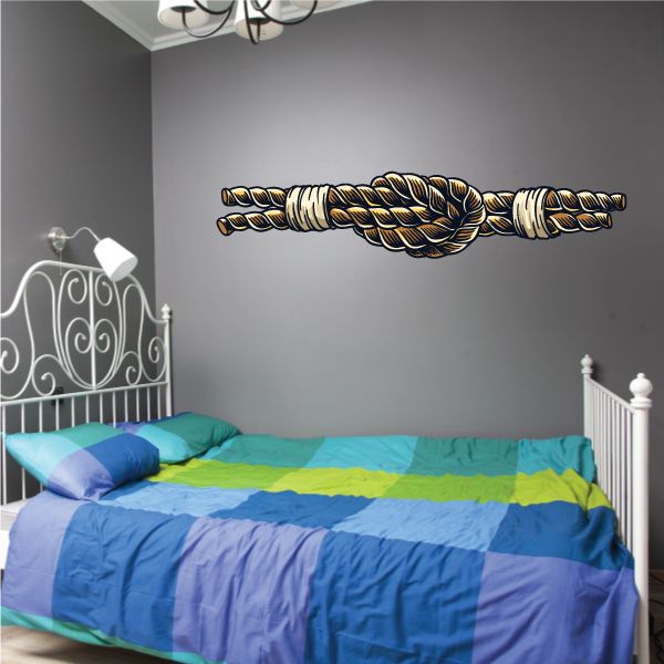 Loop knot rope sticker, gold and black braided rope knot design