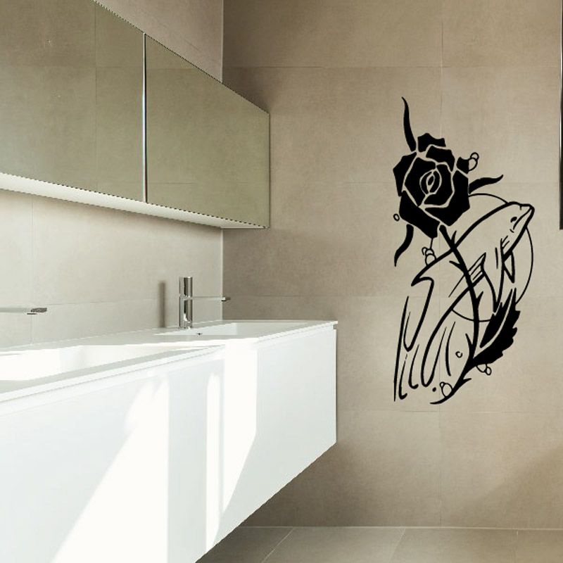 Image of Rose and Dolphin Decal