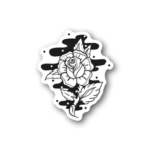 Rose flower vinyl sticker with white rose and leaves illustration