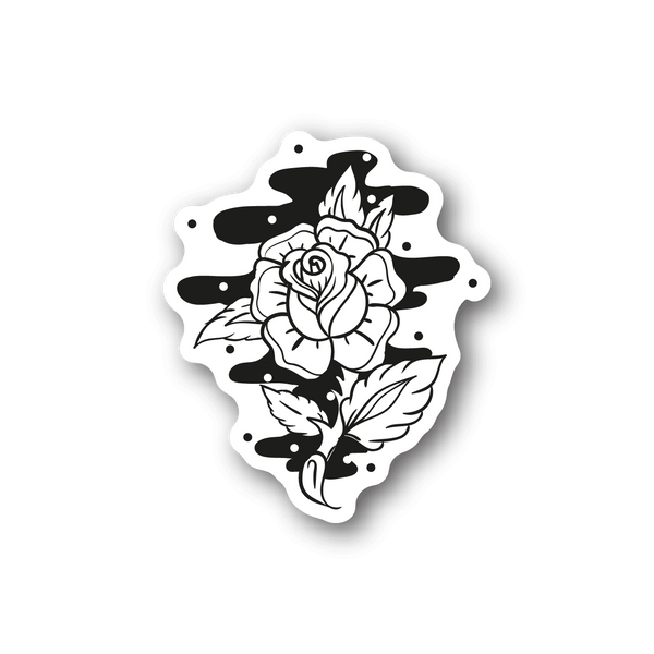 Rose flower vinyl sticker with white rose and leaves illustration