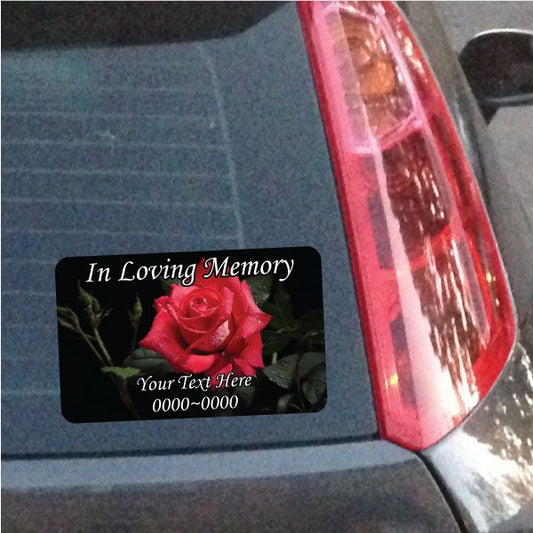 Image of Rose In Loving Memory Custom Rounded Rectangle Sticker