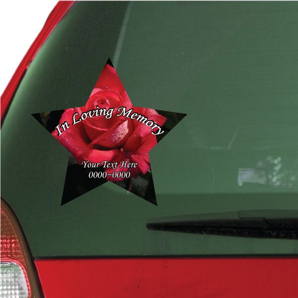 Image of Rose In Loving Memory Custom Star Sticker