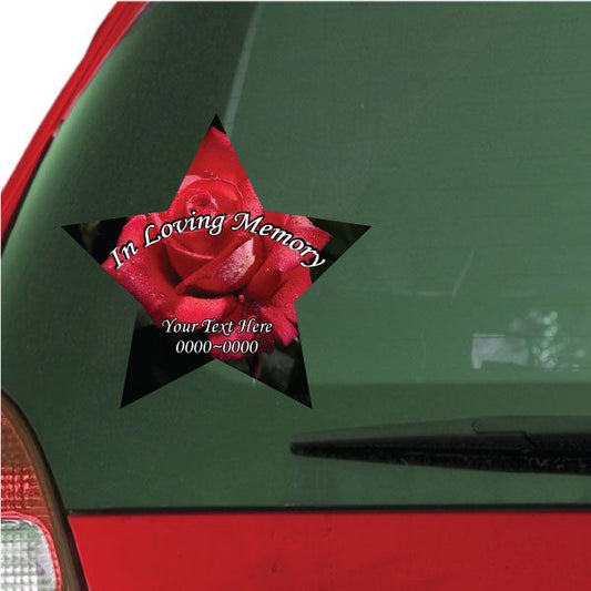 Image of Rose In Loving Memory Custom Star Sticker