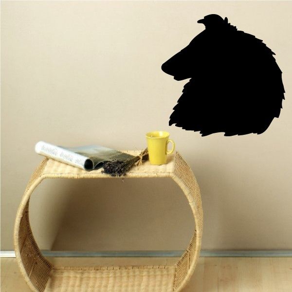 Rough Collie head decal with black dog head silhouette