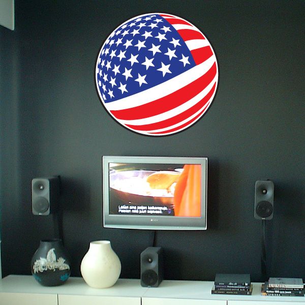 Round America flag sticker with circular design