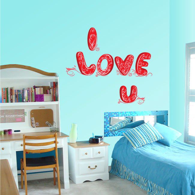 Image of Round Balloon Style Valentine's Day I Love You Sticker