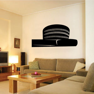 Round building decal, black circular stack with horizontal bar design