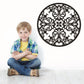 Round decorative ornament decal with black filigree pattern