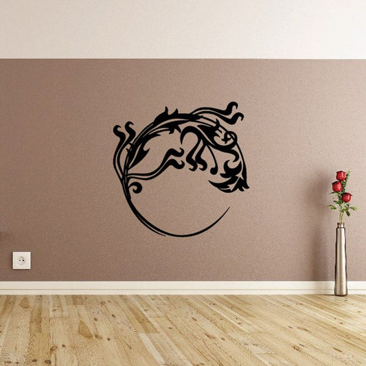 Image of Round Floral Style Lizard Decal