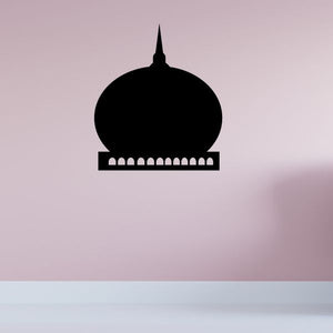 Round mosque top decal, black dome with minaret and arched base
