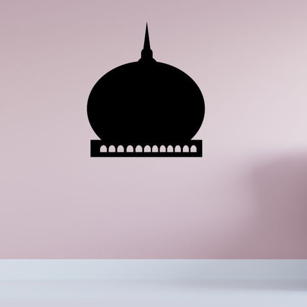 Round mosque top decal, black dome with minaret and arched base