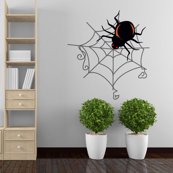 Image of Rounded Spider and Web Sticker