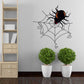 Spider and web wall sticker with black-orange spider and red eyes on gray web