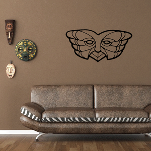 Masquerade mask decal with black rounded wings outline