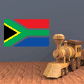 South Africa flag sticker with green, black, yellow triangle over red and blue