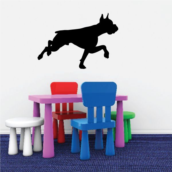 Black running boxer dog decal silhouette